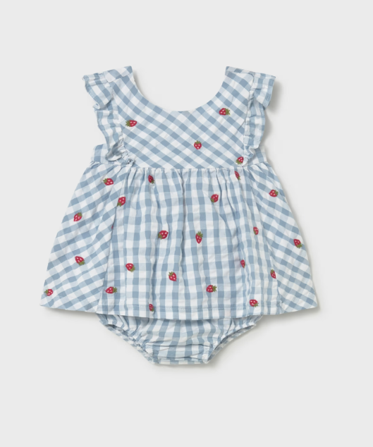Mayoral Gingham Dress & Nappy Cover Style 1814 - Lagoon